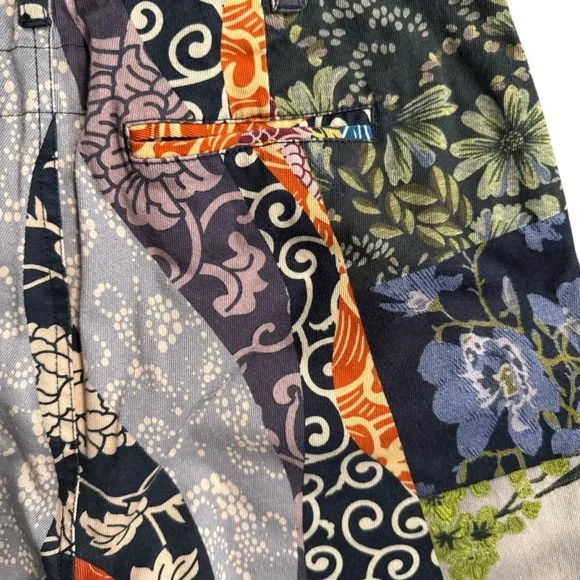 Biya by Johnny Was Patchwork Floral Pants Sz S Boho Straight Leg